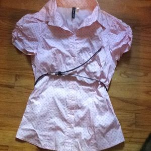 Pink polk-a-dot dress shirt